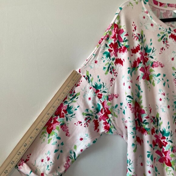 NWT Crown & Ivy Womens Baby Pink 3/4 Sleeve Floral Oversized Top Plus Size 4X - Picture 7 of 8